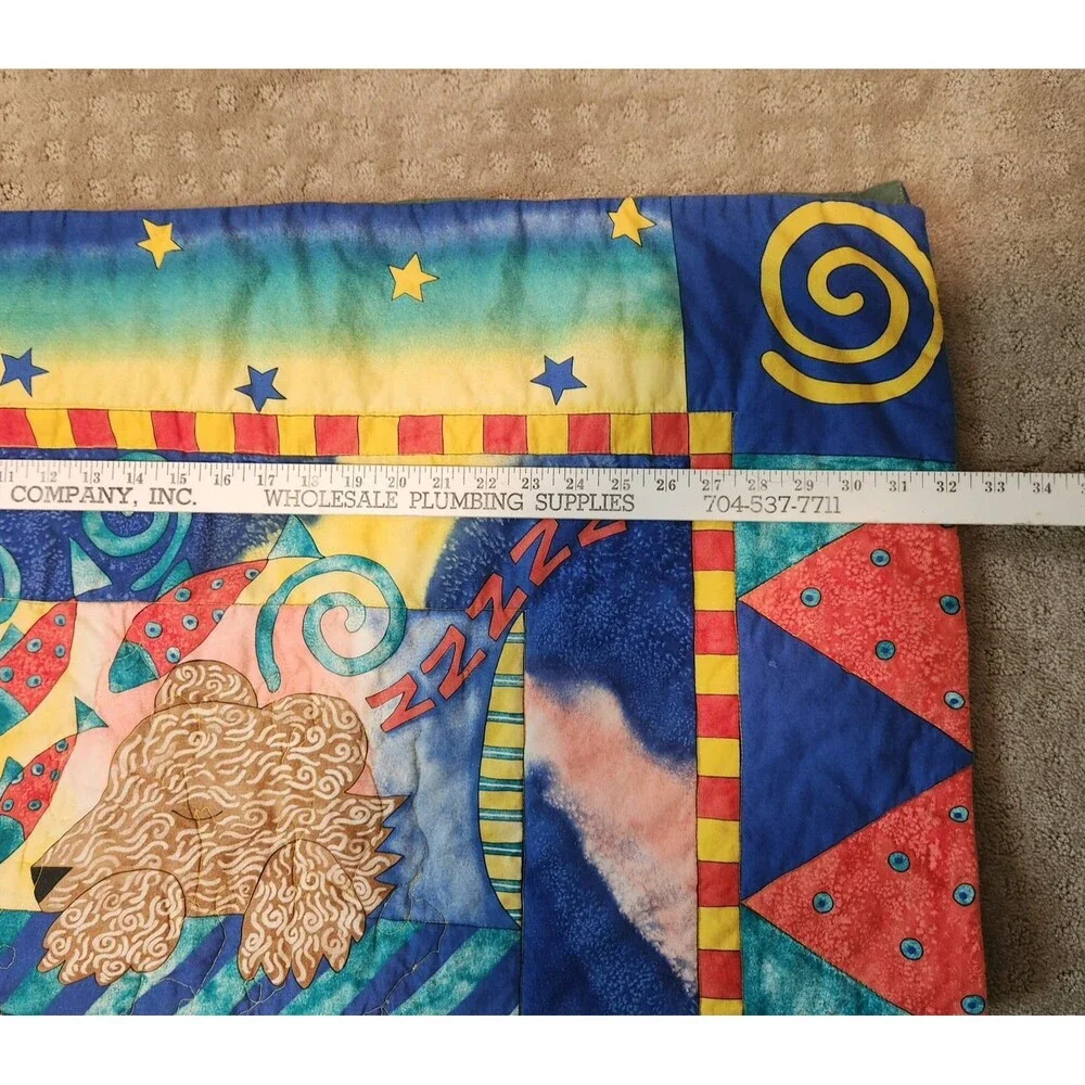 Handmade Sleeping Teddy Bear Quilt 37x 32